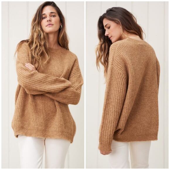 Jenni Kayne Chunky Knit Crewneck Apricot - Picture 1 of 9